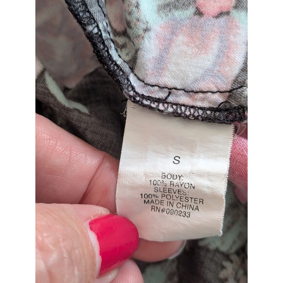 Kendall & Kylie Bomber Jacket Womens S Black Pink Floral Zip Crop Skater Hipster - Picture 11 of 14